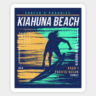 Retro Surfing Kiahuna Beach Kauai Hawaii // Vintage Surfer Beach // Surfer's Paradise Sticker